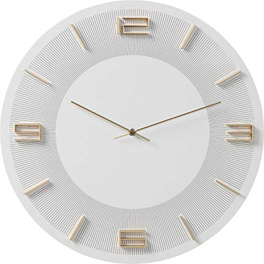 Kare Design Wanduhr Leonardo, Weiß/Gold, 49cm Durchmesser, Uhr, Holz, Aluminium, rund, Batterie nicht inklusive im Sale